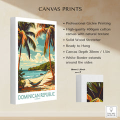 Dominican Republic Print canvas print specifications: 400gsm cotton canvas, solid wood stretcher, 38mm depth, mirror wrap