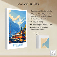 Interlaken Wall Art Print No. 2 canvas print specifications: 400gsm cotton canvas, solid wood stretcher, 38mm depth, mirror wrap