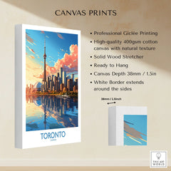 Toronto Wall Art Print canvas print specifications: 400gsm cotton canvas, solid wood stretcher, 38mm depth, mirror wrap