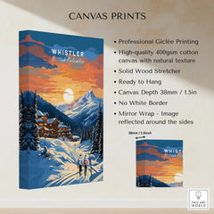 Whistler Poster canvas print specifications: 400gsm cotton canvas, solid wood stretcher, 38mm depth, mirror wrap