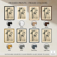 Black Bamboo Art Print – Japanese Ink Wall Art — framed print colour options