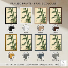 Bamboo Art Print – Green Japanese Botanical Wall Art — framed print colour options