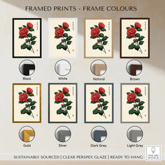 Red Camellia Art Print – Japanese Botanical Wall Art — framed print colour options