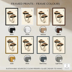 Mushroom Art Print – Vintage Japanese Botanical Wall Art — framed print colour options