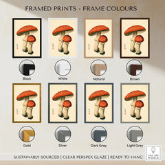 Fly Agaric Mushroom Art Print – Red Japanese Wall Art — framed print colour options