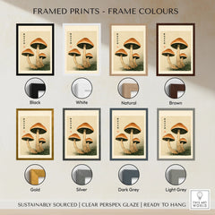 Mushroom Print – Japanese Forest Botanical Wall Art — framed print colour options
