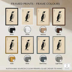 Penguin Art Print – Japanese Ink Wall Art — framed print colour options