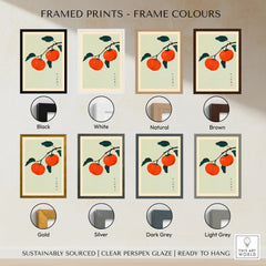 Persimmon Wall Art – Vintage Japanese Fruit Print — framed print colour options