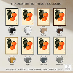Japanese Persimmon Art Print – Vintage Fruit Wall Art — framed print colour options