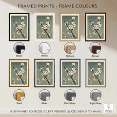 Plum Blossom Wall Art – Vintage Japanese Botanical Print — framed print colour options