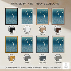 Sailboat Wall Art – Japanese Blue Ocean Print — framed print colour options