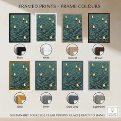 Sailing Boats Wall Art – Vintage Japanese Coastal Print — framed print colour options