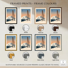 Vintage Ski Poster – Mount Fuji Japanese Alpine Wall Art — framed print colour options