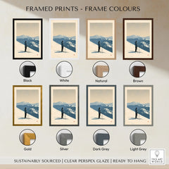 Ski Poster – Vintage Mountain Skier Wall Art — framed print colour options