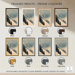 Misty Ski Lift Art Print – Vintage Alpine Gondola Wall Art — framed print colour options