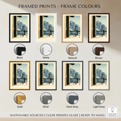 Chalet Ski Poster – Vintage Alpine Balcony Wall Art — framed print colour options