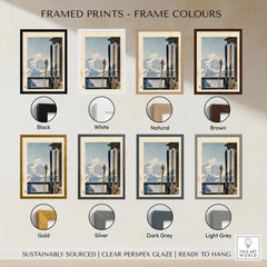 Vintage Skis Art Print – Alpine Chalet Balcony Wall Art — framed print colour options