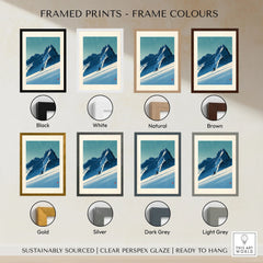 Ski Poster – Vintage Japanese Alpine Skiing Wall Art — framed print colour options