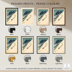 Downhill Skier Art Print – Vintage Ski Poster Wall Art — framed print colour options