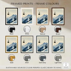 Ski Lift Art Print – Vintage Alpine Gondola Wall Art — framed print colour options