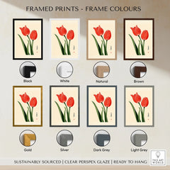 Tulip Art Print – Vintage Japanese Flower Wall Art — framed print colour options