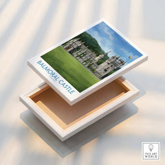 Balmoral Castle wall art print in floating frame, Scottish travel poster style