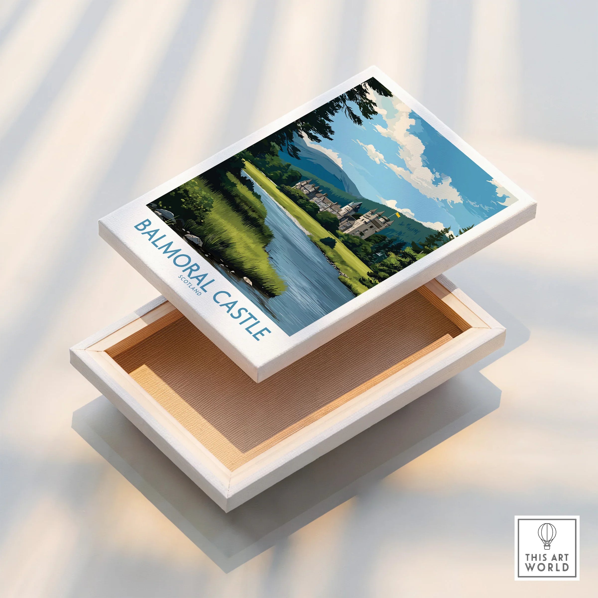 Balmoral Castle Scotland stretched canvas print floating frame with landscape art