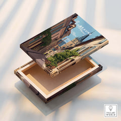 Beaune Travel Poster – Burgundy France Wall Art box showcasing picturesque streets in Burgundy.