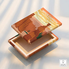 Bryce Canyon National Park art print on a floating canvas, vibrant red rock landscape design.