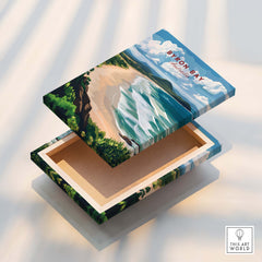 Byron Bay Beach Print - Australia Wall Art on a decorative box showcasing iconic coastal design.