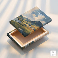 Cadair Idris landscape art print on floating canvas, featuring mountains and sky detail