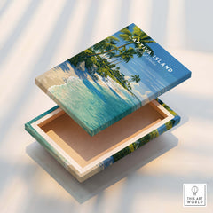 Captiva Island Travel Poster – White Sand Beach and Turquoise Water Art on a decorative box featuring tropical beach scenery.