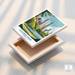 Central Park New York skyline art print on floating canvas with mirror edge detail