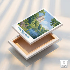 Central Park New York stretched canvas wall art with cityscape and greenery