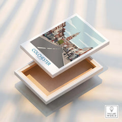 Colchester cityscape wall art print on floating stretched canvas, modern home decor