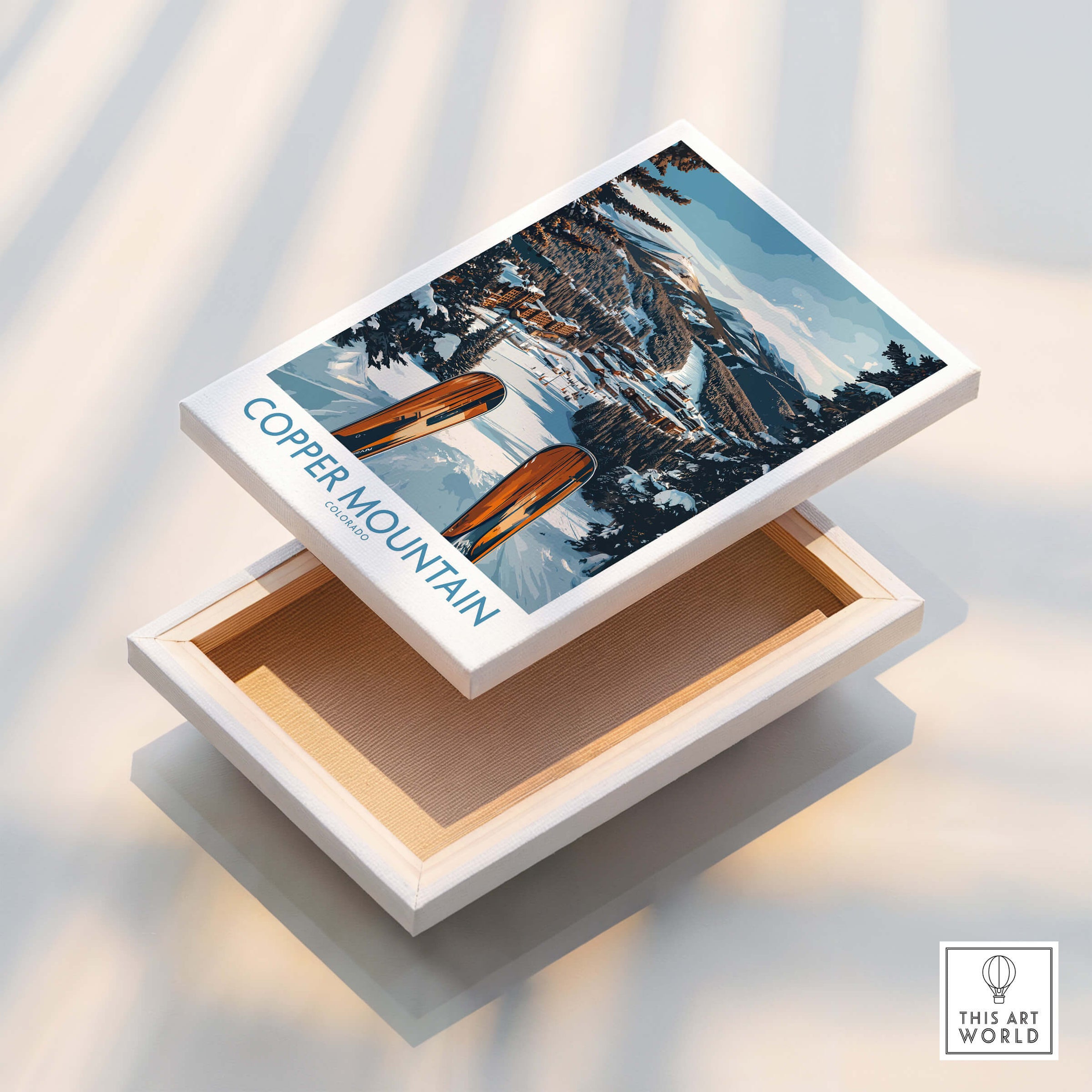 Copper Mountain Colorado Wall Art – Winter Ski Resort Print featuring a scenic design and vibrant colors on display.