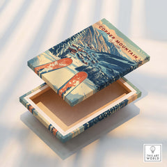 Copper Mountain Travel Poster – Sunset Ski Slopes design on a beautifully crafted wooden box.
