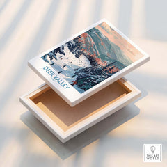Deer Valley Travel Poster - Utah displayed on a box, showcasing the beautiful ski landscape of Deer Valley.