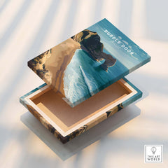 Durdle Door Poster – Jurassic Coast Wall Art on a decorative box showcasing Dorset's coastal beauty.