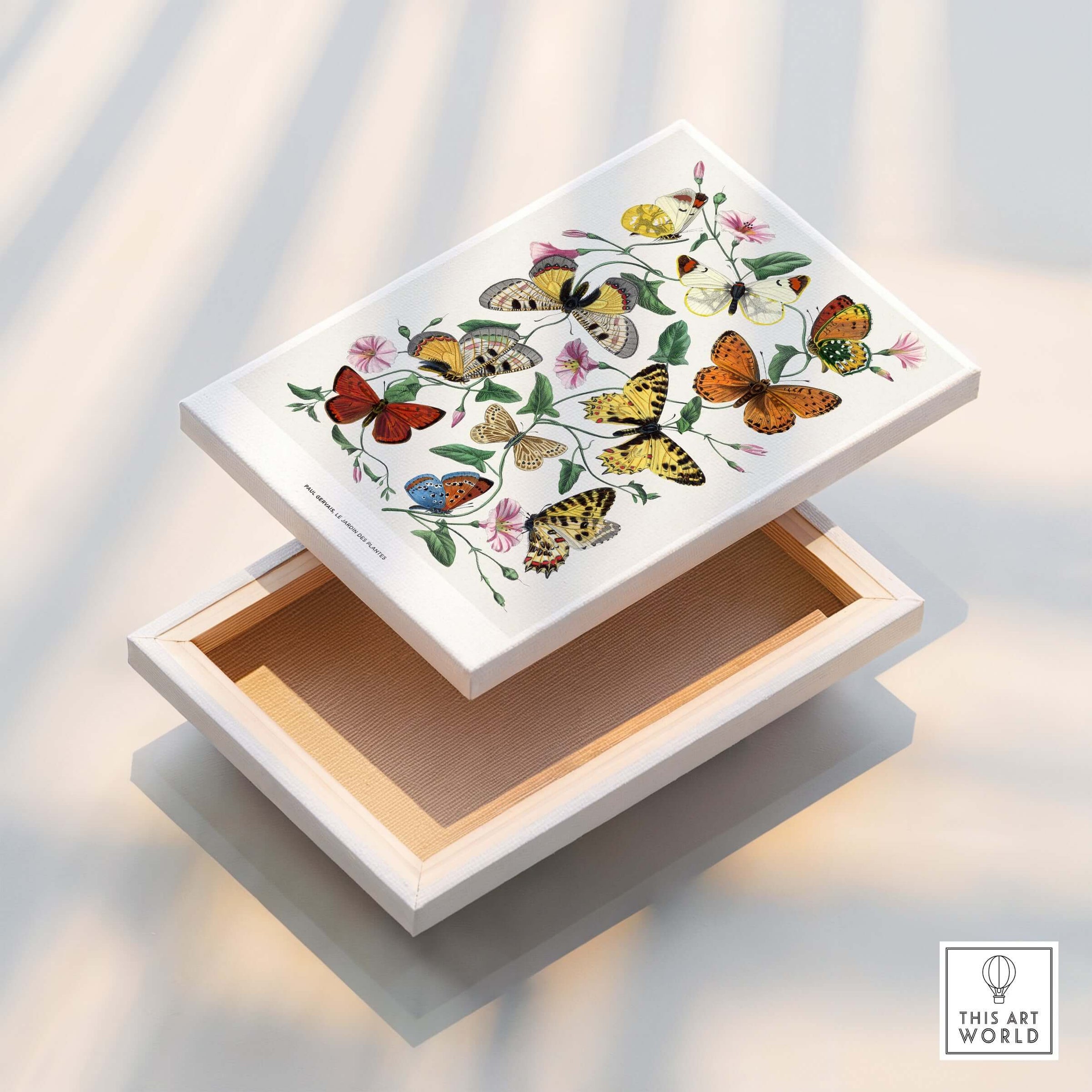 Paul Servais Butterflies Le Jardin des Plantes Vintage Botanical Wall Art decorative box design with colorful butterfly illustrations.
