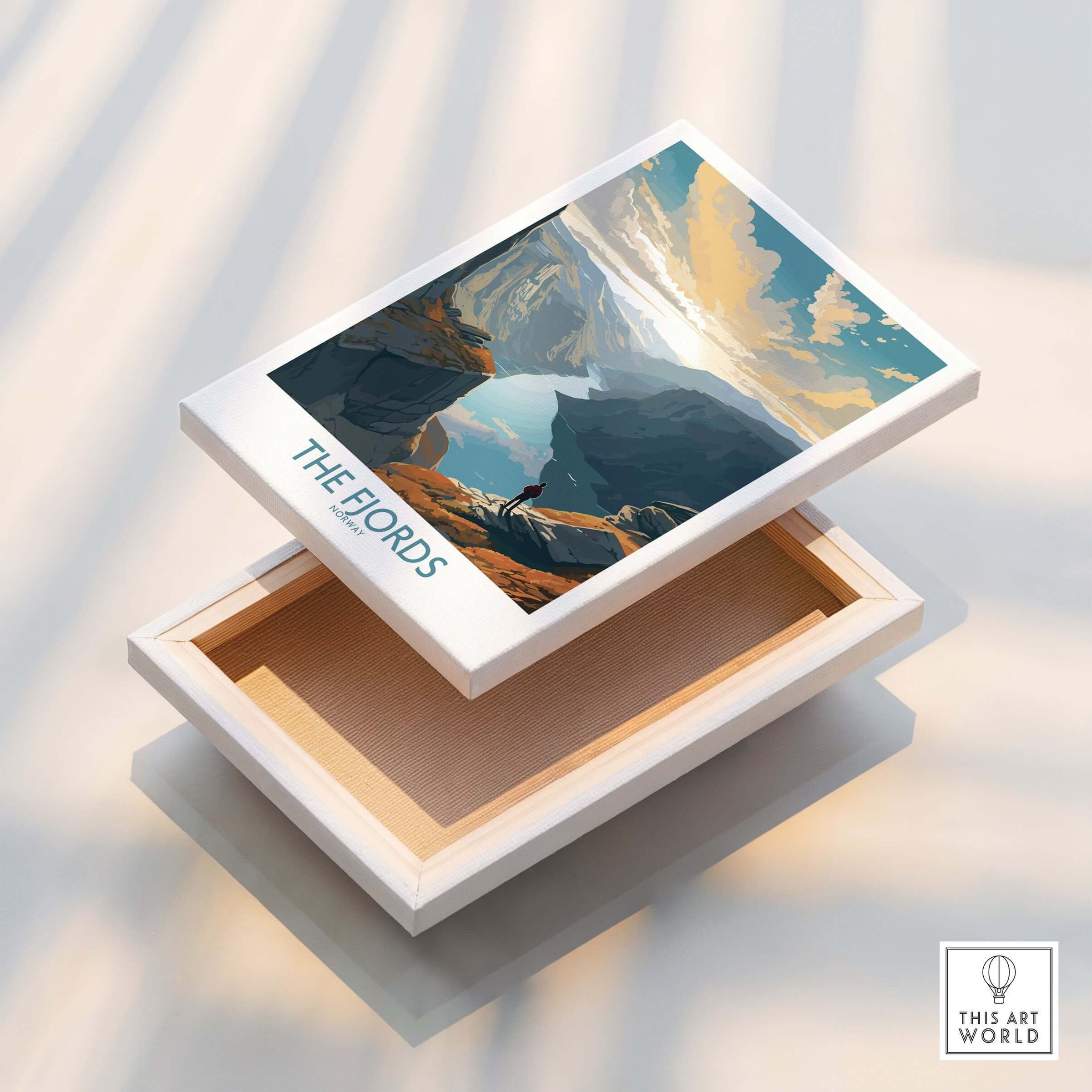 Fjords Wall Art | Modern Style featuring a stunning print of the Norwegian Fjords in a decorative box.