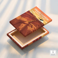 Grand Canyon National Park canvas print floating frame detail, travel poster wall art