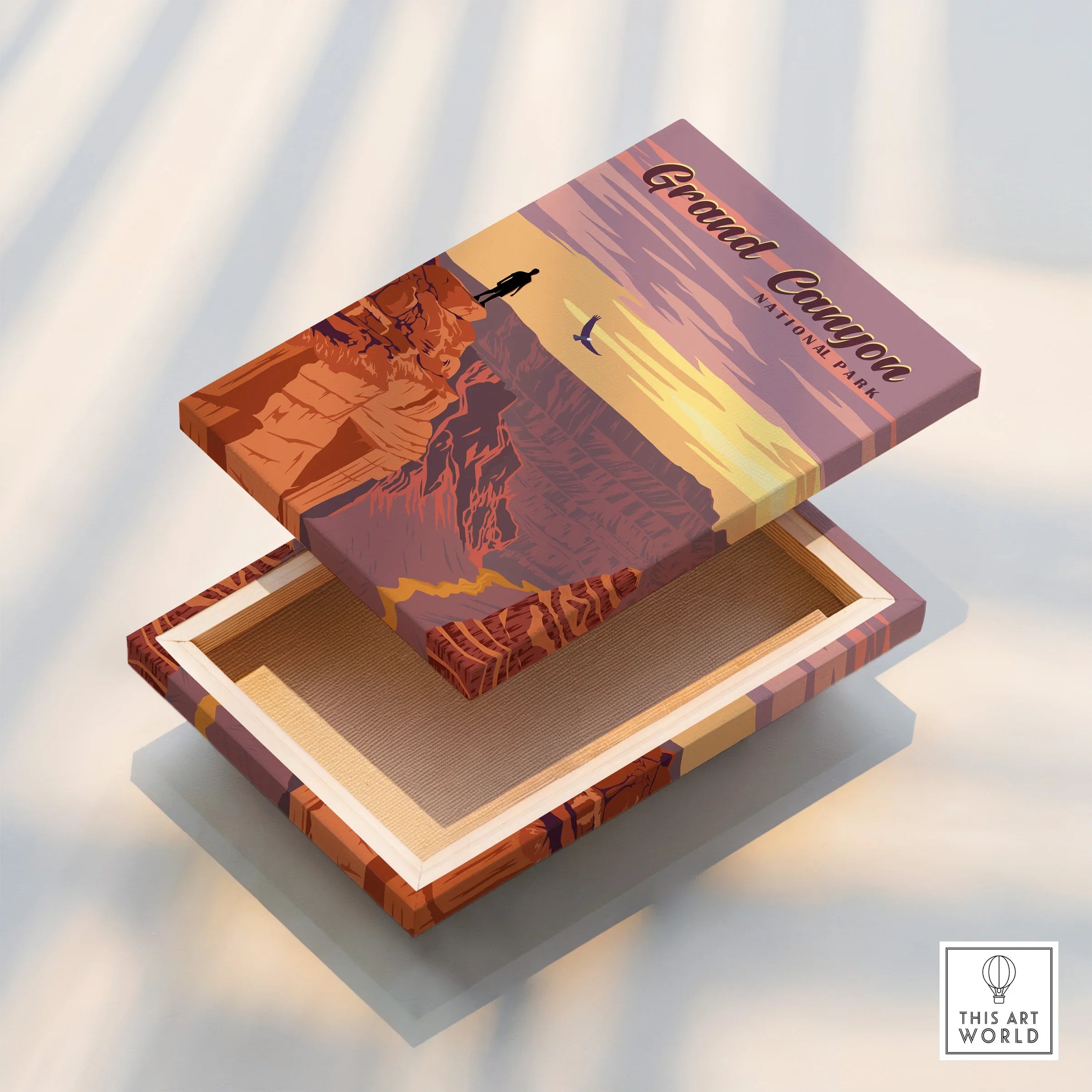 Grand Canyon National Park art print on canvas box with sunset landscape design