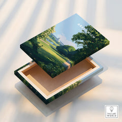 Greenwich park art print on a floating stretched canvas with scenic landscape details