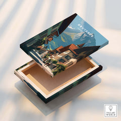 Gruyères Switzerland Wall Art Print | Medieval Village Street Travel Poster decorative box with scenic village design.