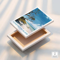 Honeymoon Island Poster | Florida State Park Coastline Canvas Print showcasing serene beach landscape and blue sky.