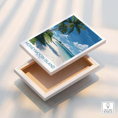Honeymoon Island Poster | Sunny Florida Gulf Canvas Print showcasing a beautiful beach scene with palm trees.