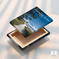 Honeymoon Island Wall Art Print | Florida Travel Poster displayed on an open box showcasing its beautiful design.