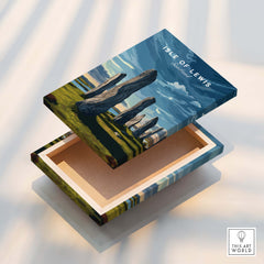 Isle of Lewis Scotland Wall Art Print | Callanish Standing Stones Travel Poster on a decorative box.
