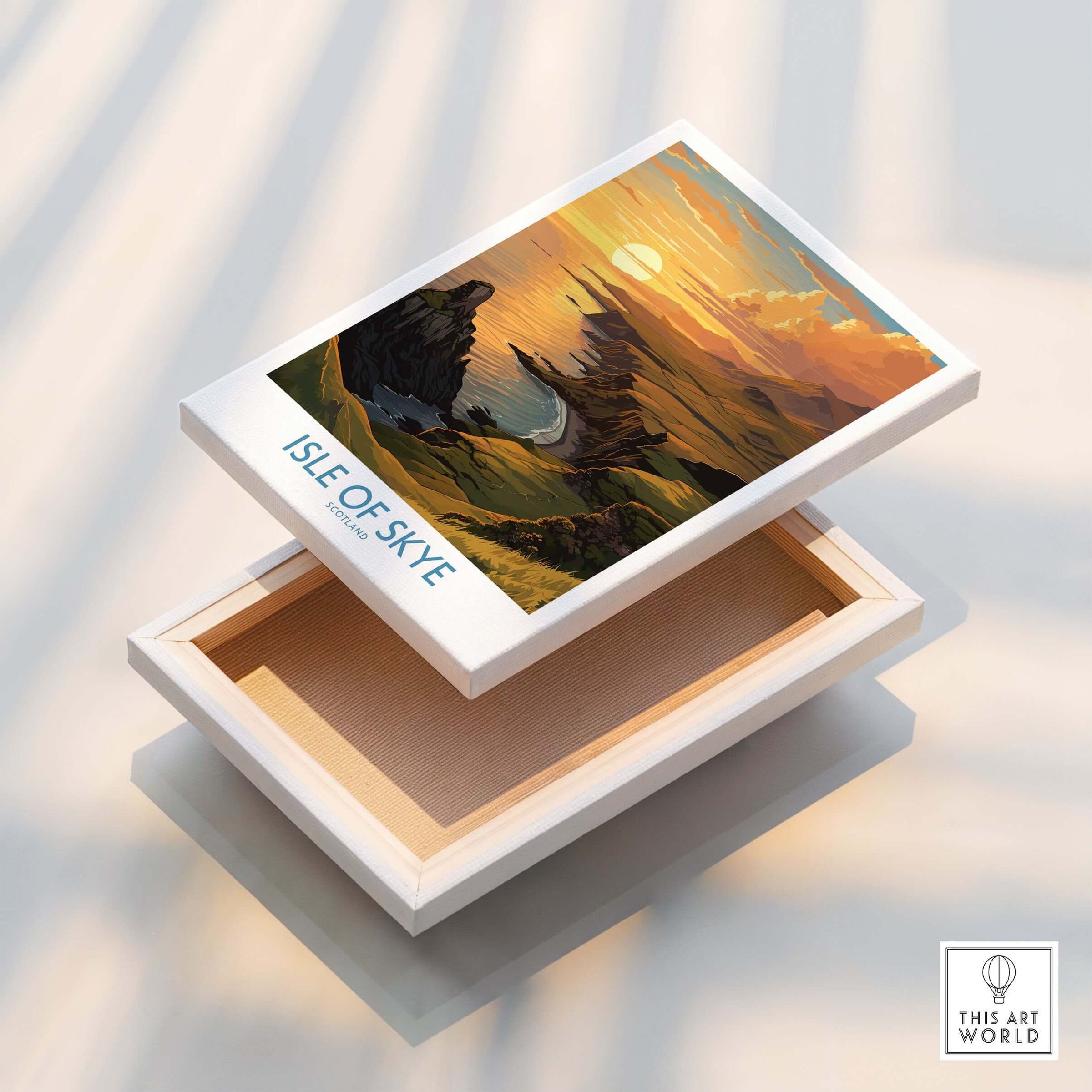 Isle of Skye Wall Art Print showcasing a stunning sunset and serene landscape, perfect for home decor.